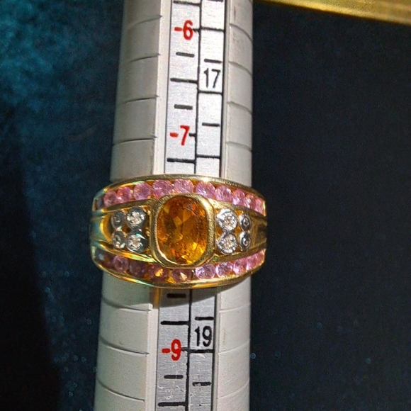 10k Citrine and Pink Sapphire ring size 8 - Picture 5 of 6